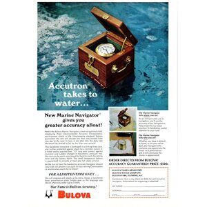 1971 Bulova Accutron Marine Navigator Navigational Clock Vintage Print Ad Art